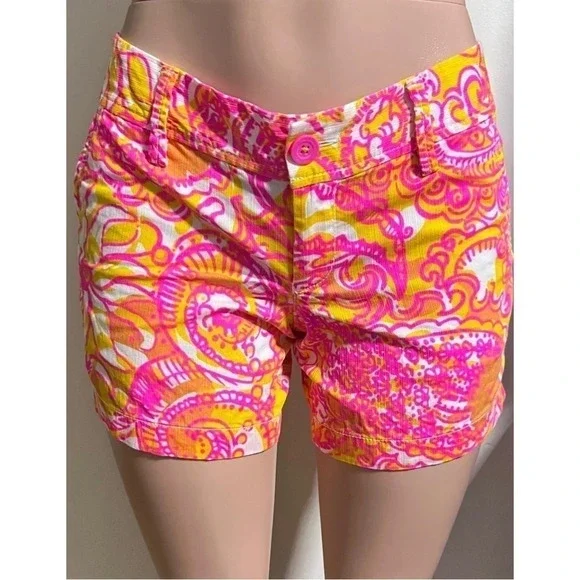 LILLY PULITZER Women’s Callahan Sunshine Yellow “Sea & Be Seen” Print Shorts - Picture 2 of 13